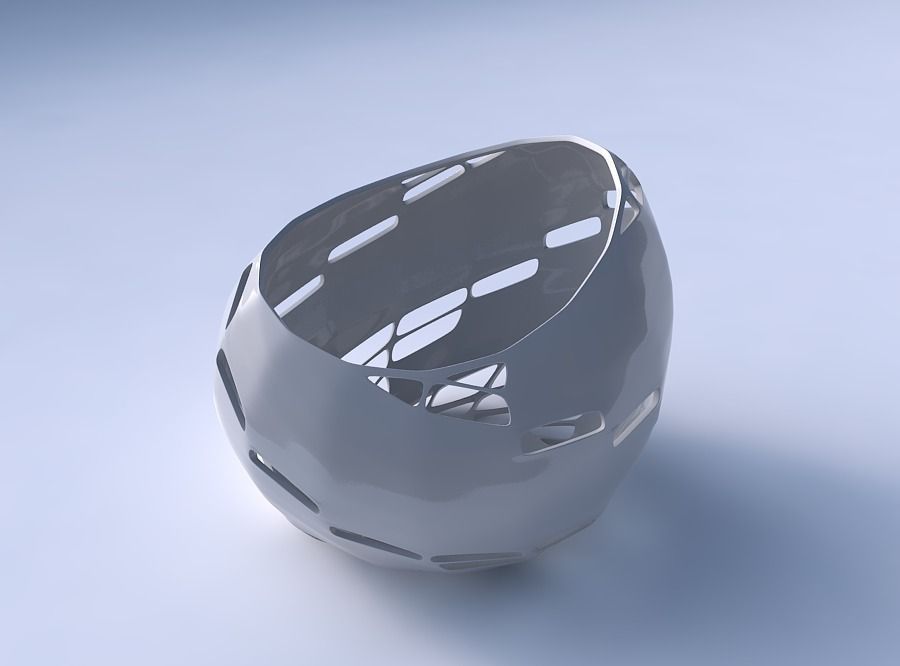 Bowl skewed with diagonal grid lattice 2 3D print model_3