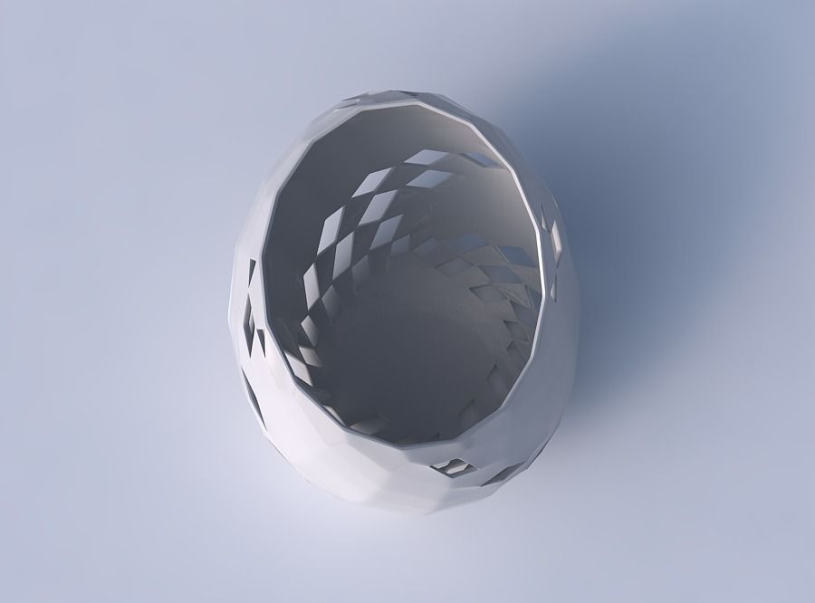 Bowl skewed with checker grid lattice 3 3D print model_2