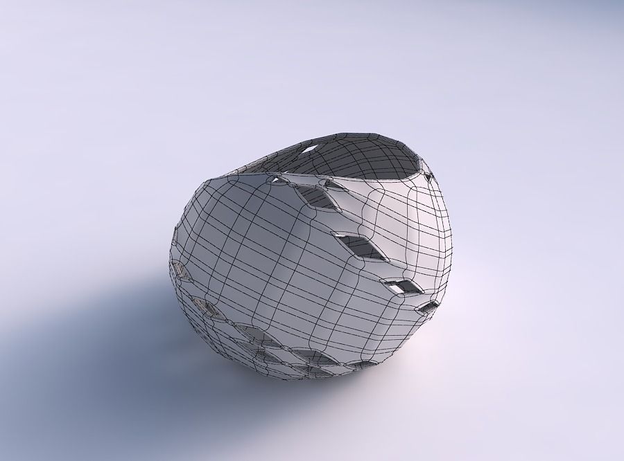 Bowl skewed with checker grid lattice 3 3D print model_5
