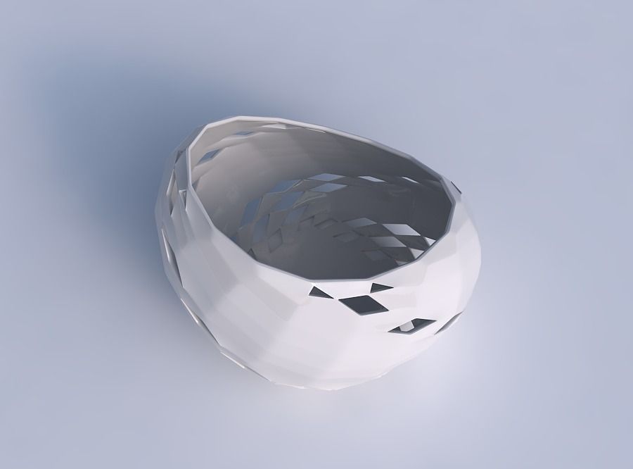 Bowl skewed with checker grid lattice 3 3D print model_1