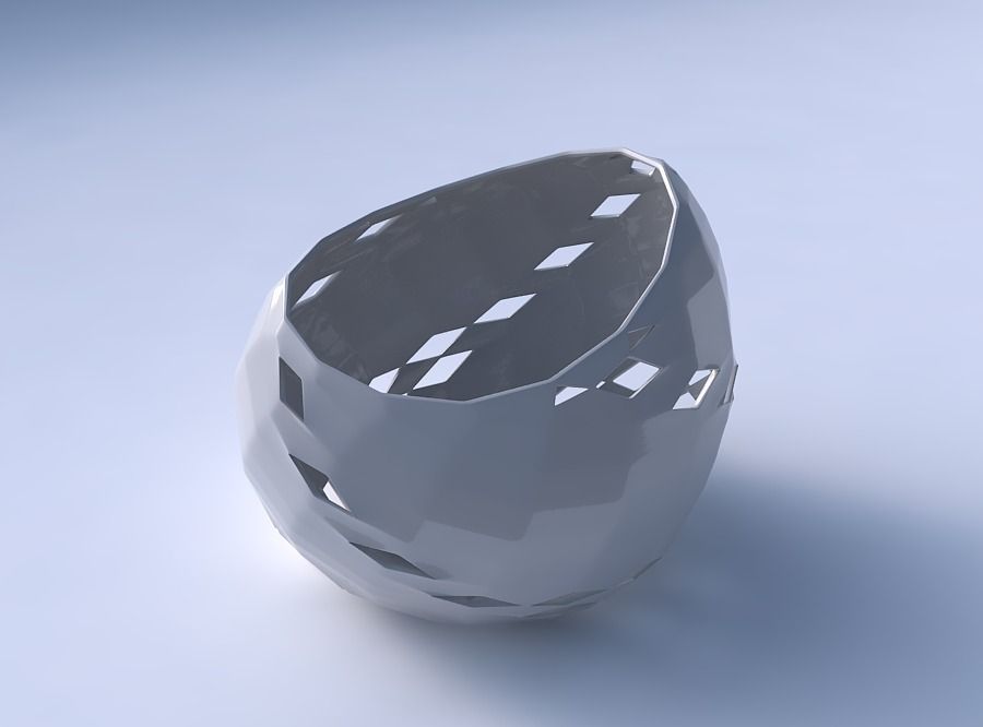 Bowl skewed with checker grid lattice 3 3D print model_3