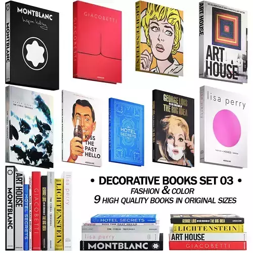 032 Decorative books set 03 fashion 00 3D model