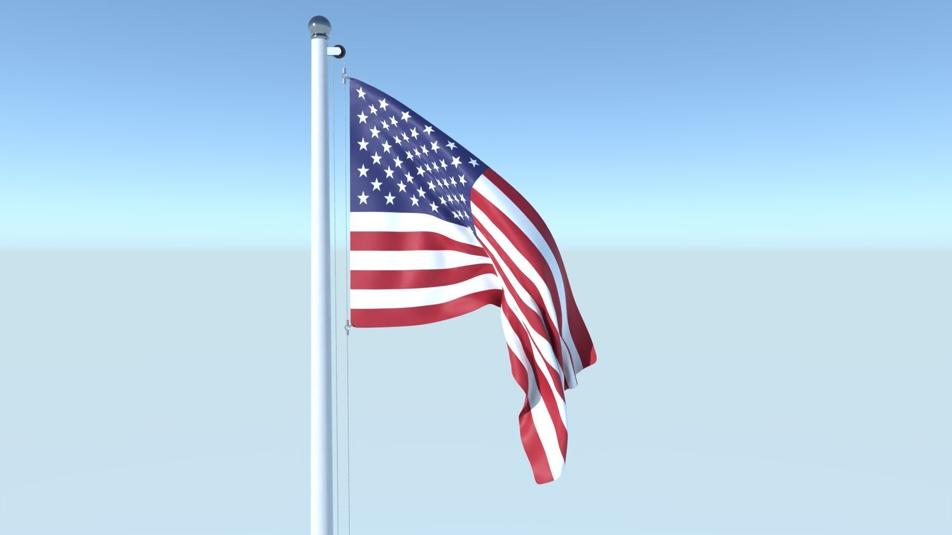 Animated Flag of United States Low-poly 3D model_2