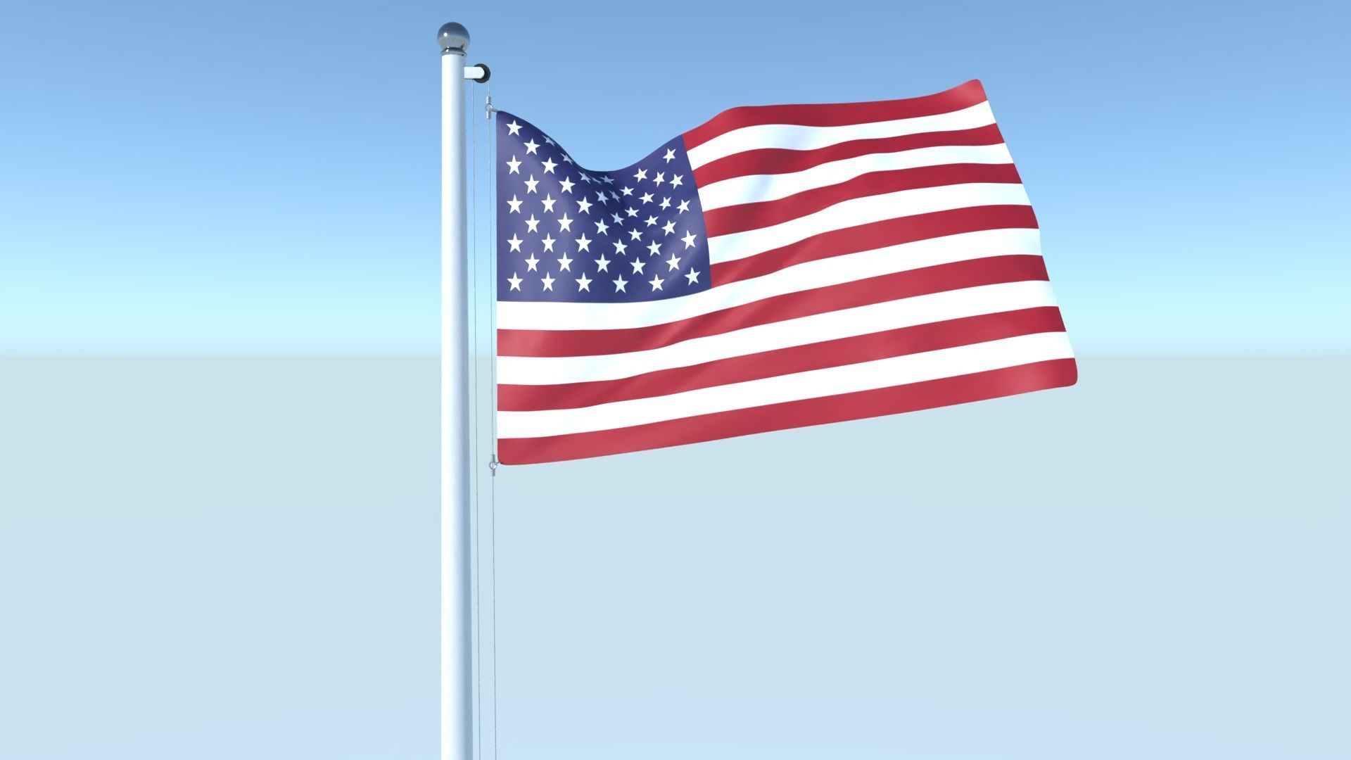 Animated Flag of United States Low-poly 3D model_3