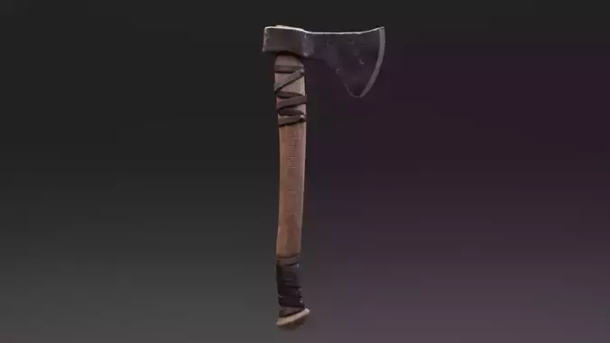  Stylized battle ax PBR low-poly