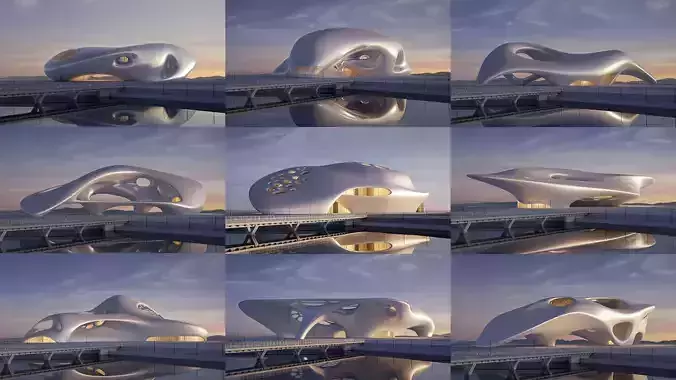 Futuristic building collection 9x 4 Futuristic building collection 9x 4