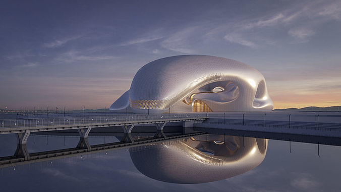 Futuristic building collection 9x 4 3D Model Pack 2