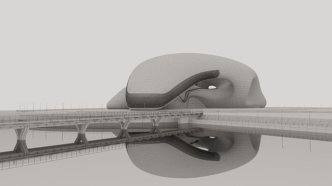 Futuristic building collection 9x 4 3D Model Pack 6