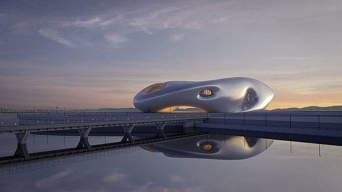 Futuristic building collection 9x 4 3D Model Pack 7