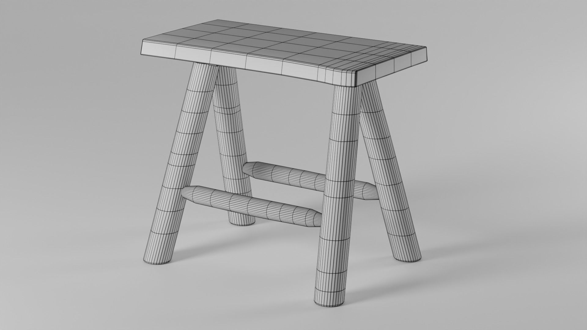 Stool Wood Tree Trunk  3D model_3