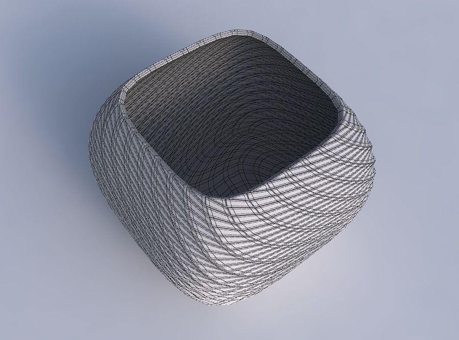 Bowl semi-quadratic with twisted diagonal grid plates 3D print model_6