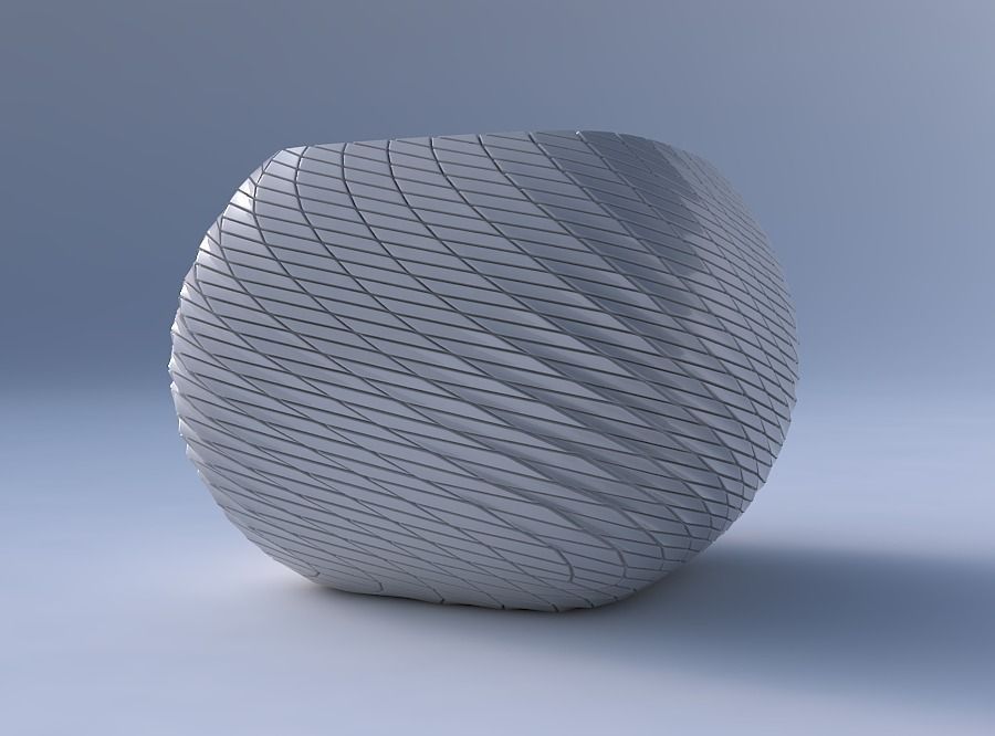 Bowl semi-quadratic with twisted diagonal grid plates 3D print model_4