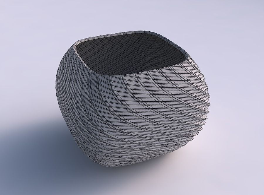 Bowl semi-quadratic with twisted diagonal grid plates 3D print model_5