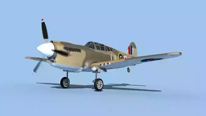 Curtiss P-40F Tomahawk V02 RAF 3D model