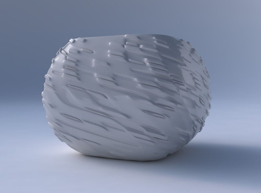 Bowl semi-quadratic with twisted diagonal dents and bulges 3D print model_4