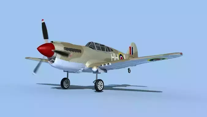 Curtiss P-40F Tomahawk V03 RAF 3D model