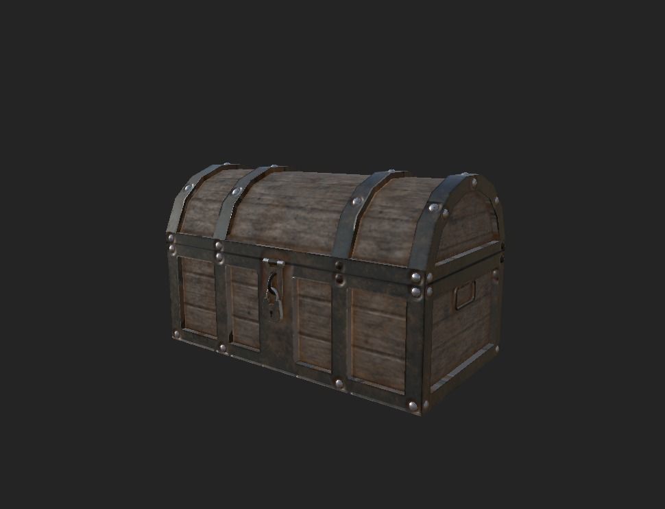 Chest PBR Low-poly 3D model wooden Low-poly 3D model_3