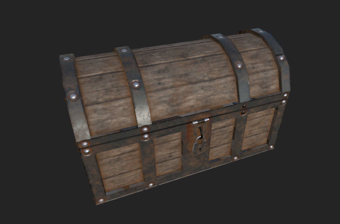 Chest PBR Low-poly 3D model wooden Low-poly 3D model_2