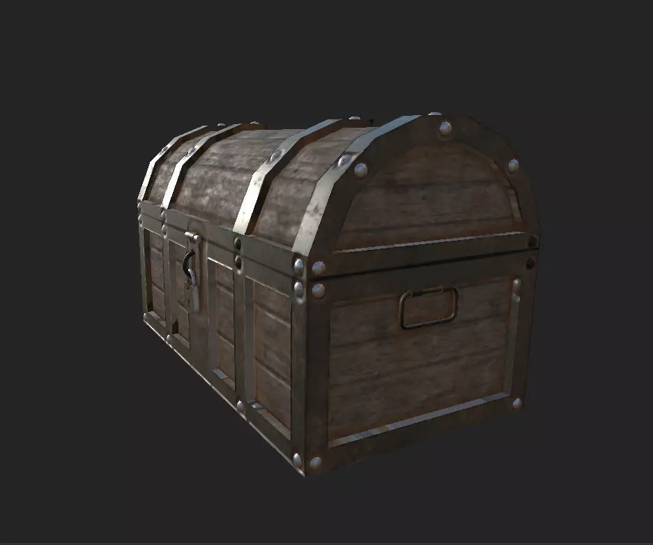 Chest PBR Low-poly 3D model wooden Low-poly 3D model_0