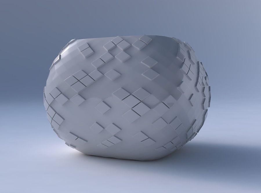 Bowl semi-quadratic with scattered diagonal grid plates 3D print model_4