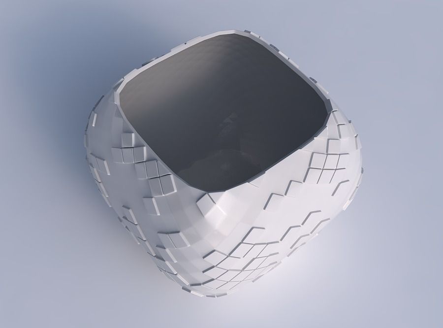 Bowl semi-quadratic with scattered diagonal grid plates 3D print model_1