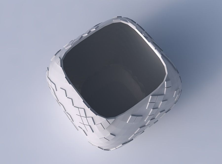 Bowl semi-quadratic with scattered diagonal grid plates 3D print model_2