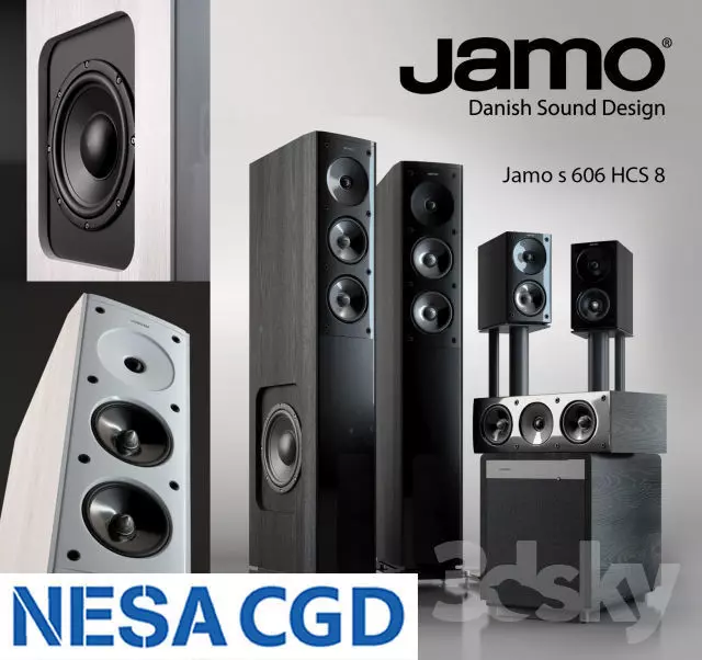 Speaker different speakers with name jamo 3D model_0