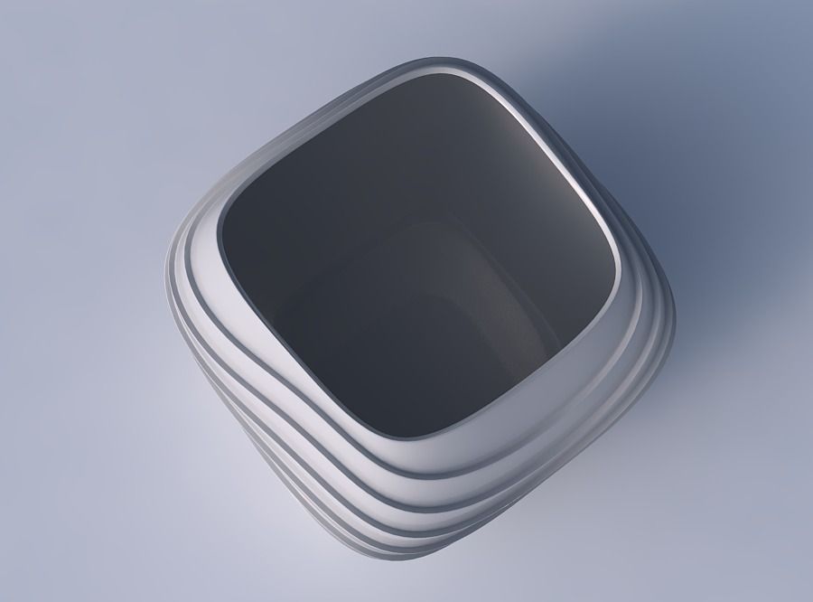 Bowl semi-quadratic with horizontal wavy layers 3D print model_2