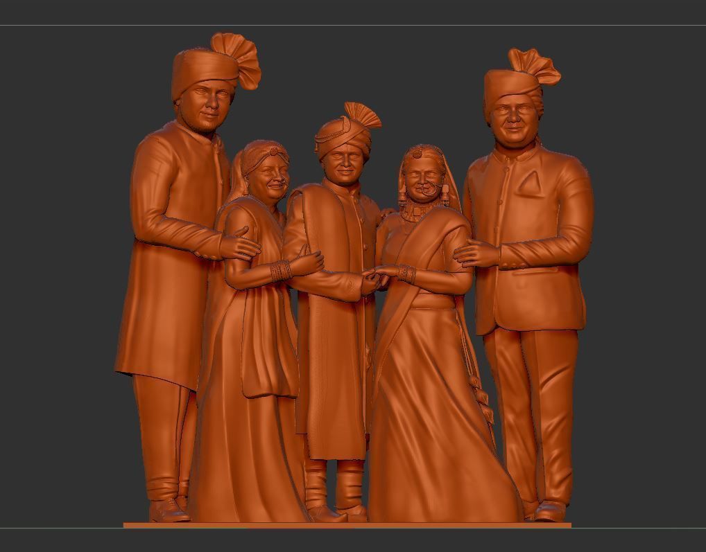 family of five 3D model 3D printable CGTrader