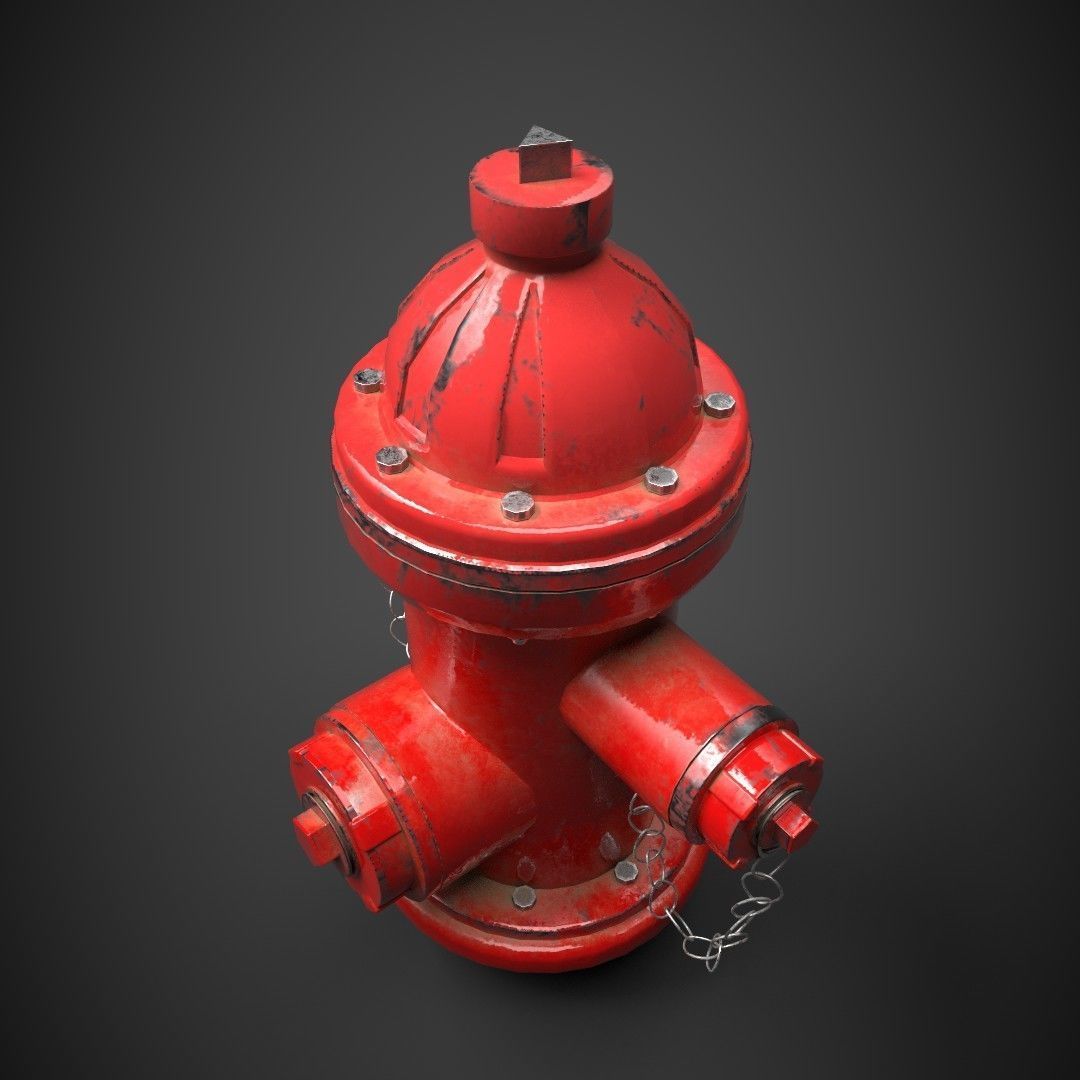 Fire Hydrant Low-poly 3D model_1