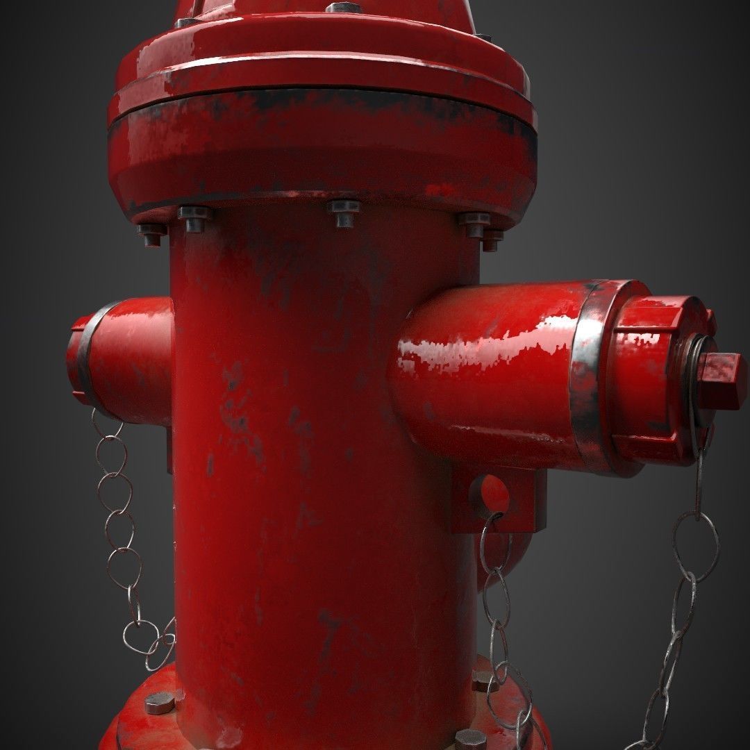 Fire Hydrant Low-poly 3D model_4