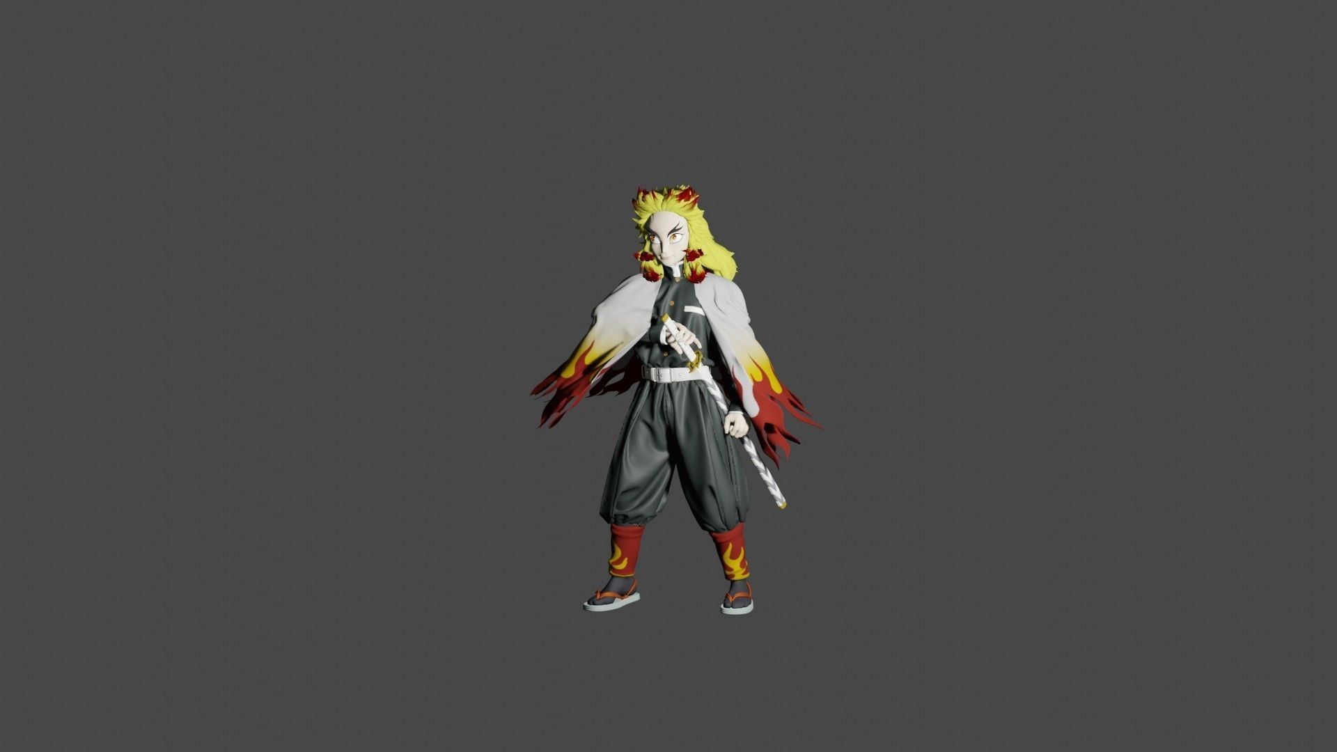 demon slayer kyojuro rengoku 3D model_2