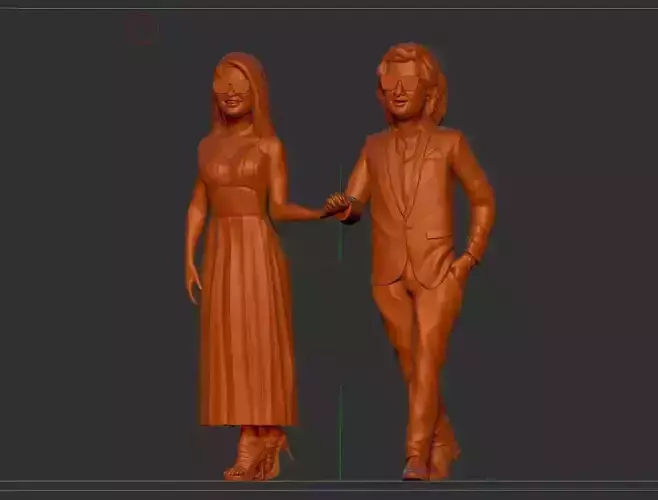miniature model two people holding hands
