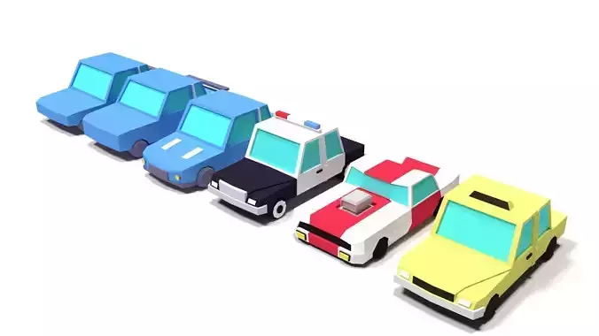 Animated lowpoly cars pack