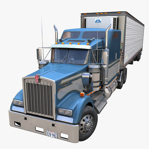 Kenworth W900 semi trailer Low-poly 3D model