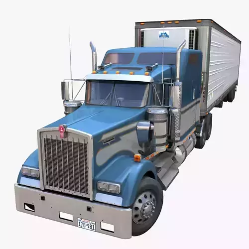 Kenworth W900 semi trailer Low-poly 3D model