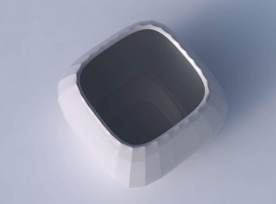 Bowl semi-quadratic with fine bands uniform vertical 3D print model_2