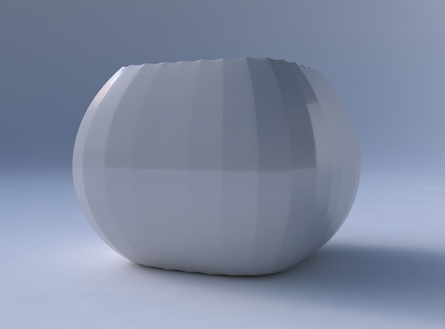 Bowl semi-quadratic with fine bands uniform vertical 3D print model_4