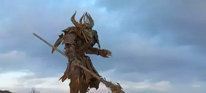 Lizard in samurai armor 3D model