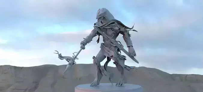 Lizard man with spear 3D model
