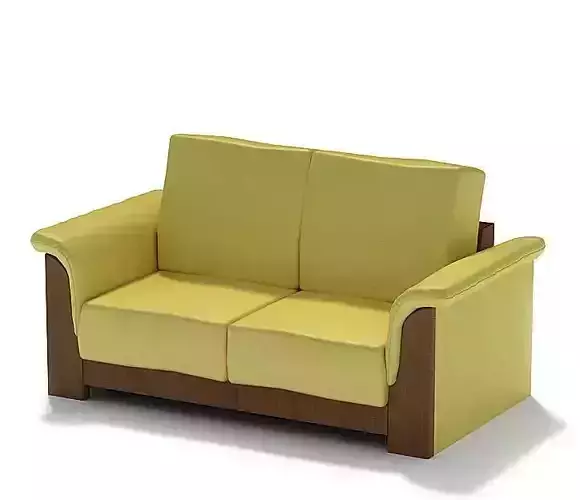 Retro Wooden Yellow Couch
