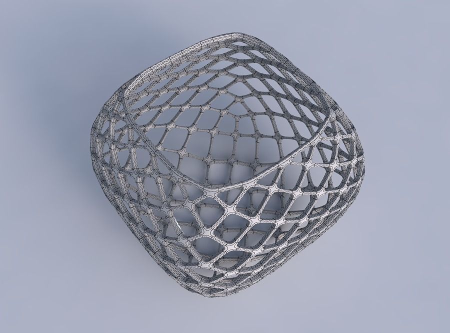 Bowl semi-quadratic with diagonal grid lattice 3D print model_6