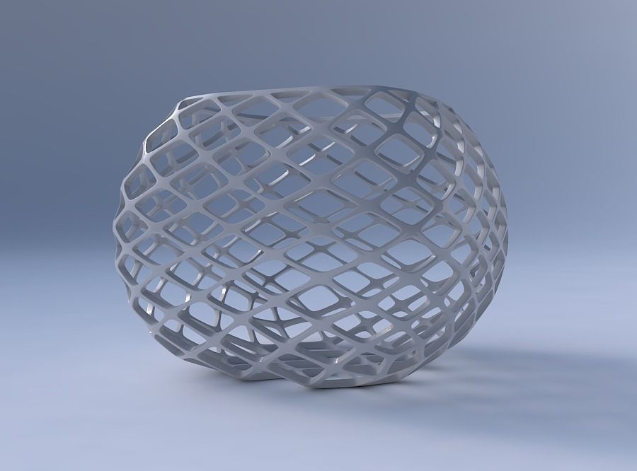 Bowl semi-quadratic with diagonal grid lattice 3D print model_4