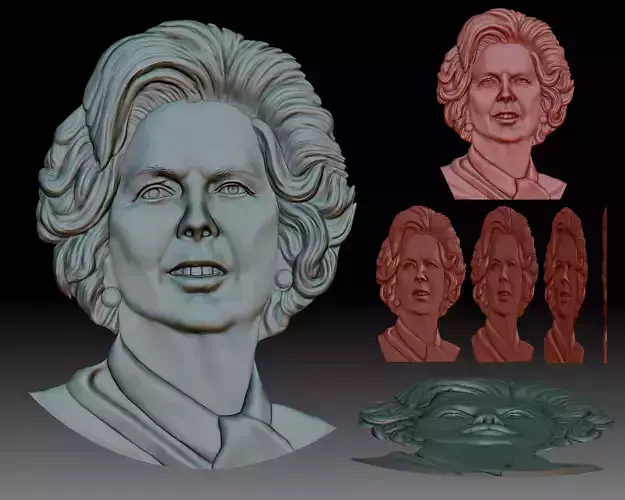 Margaret Thatcher 3D portrait bas-relief