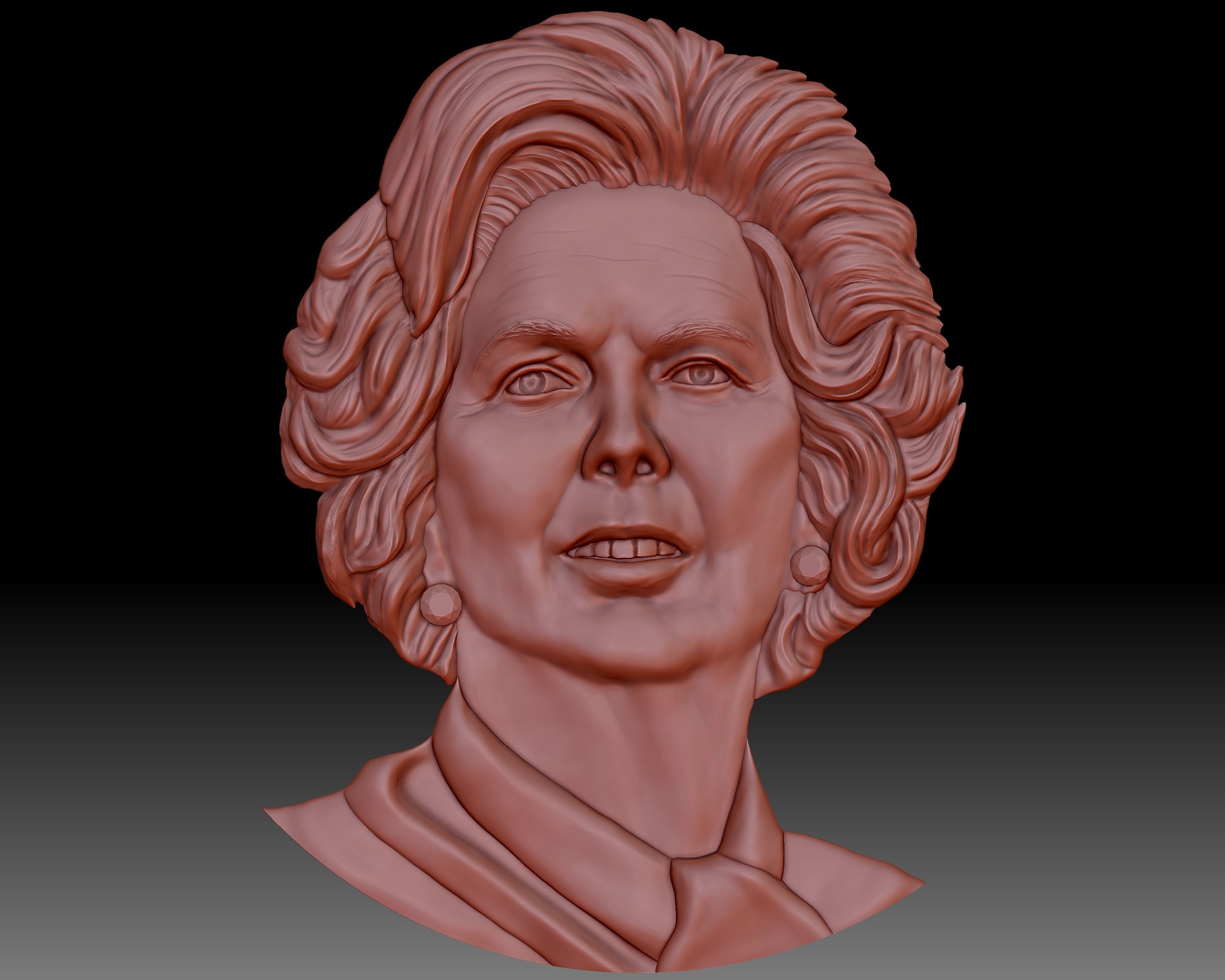 Margaret Thatcher 3D portrait bas-relief 3D model 3D printable | CGTrader