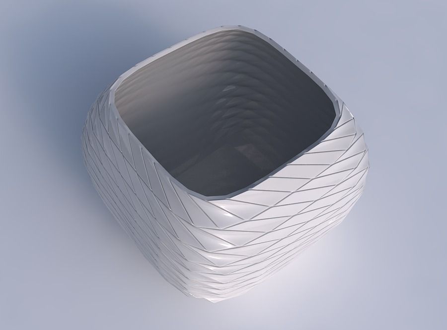 Bowl semi-quadratic with distorted and twisted grid plates 3D print model_1