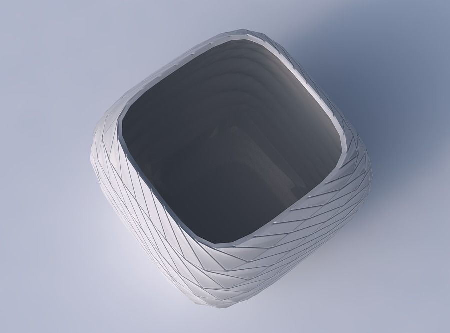 Bowl semi-quadratic with distorted and twisted grid plates 3D print model_2