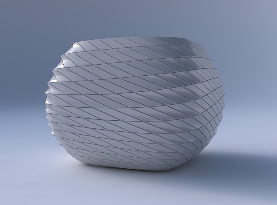 Bowl semi-quadratic with distorted and twisted grid plates 3D print model_4