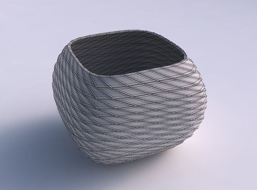Bowl semi-quadratic with distorted and twisted grid plates 3D print model_5