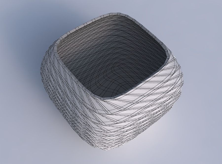 Bowl semi-quadratic with distorted and twisted grid plates 3D print model_6